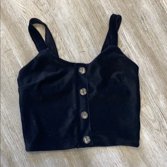 Ginger G Tops - Velvet Button Up Crop Top
